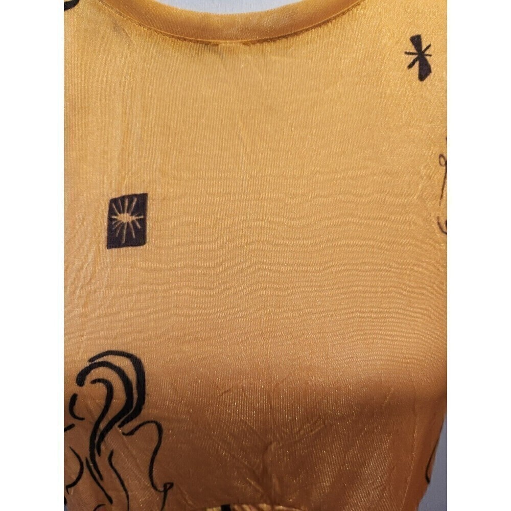 Zara Maxi Dress Sz M Gold w/ Black Accents see pics for defects - Picture 5 of 7